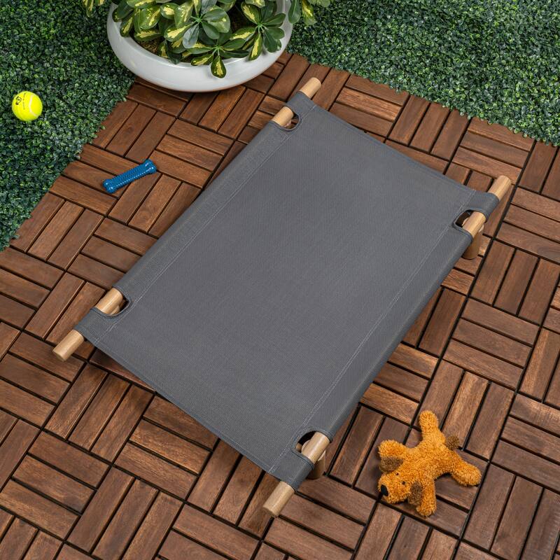 Chester Modern Minimalist Wood Frame Elevated Outdoor Dog Bed