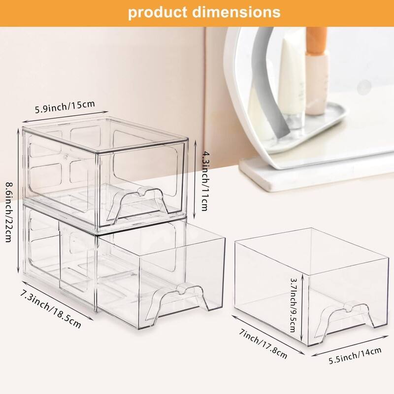 Stackable Makeup Organizer Storage Drawers Set of 6