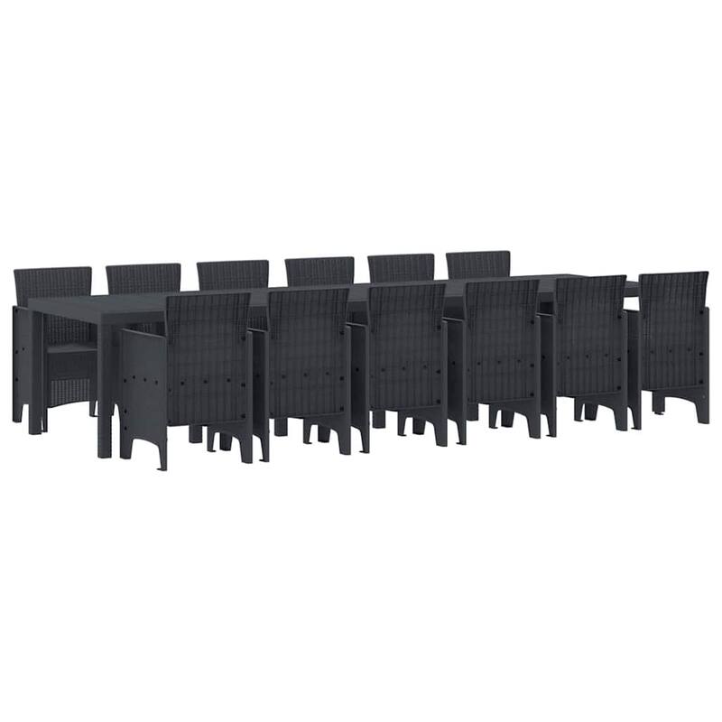 vidaXL Garden Dining Set 15 pcs Poly rattan - 39 x 138 x 29