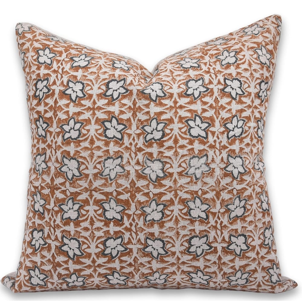 Fabdivine Rustic Linen Cushion Cover Handmade Block Print Sofa & Bed, Dining