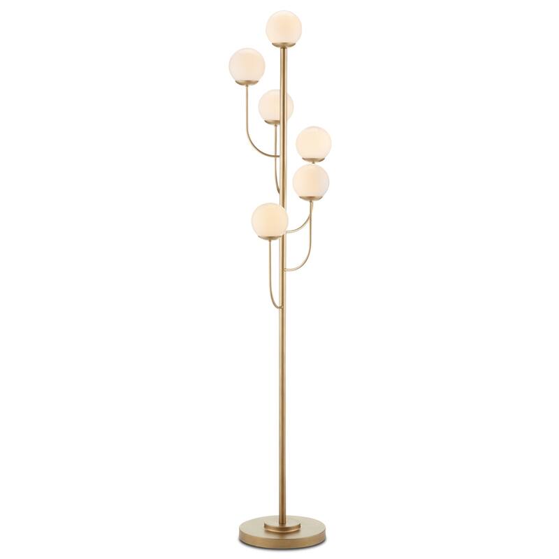 Currey & Company Farnsworth Brass Floor Lamp - 72"h x 15"w x 15"d
