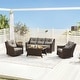 preview thumbnail 96 of 105, Murphy Outdoor Wicker Patio Outdoor Sofa Swivel Chair Coffee Table 4PC - Chestnut Wicker-Brownish Gray