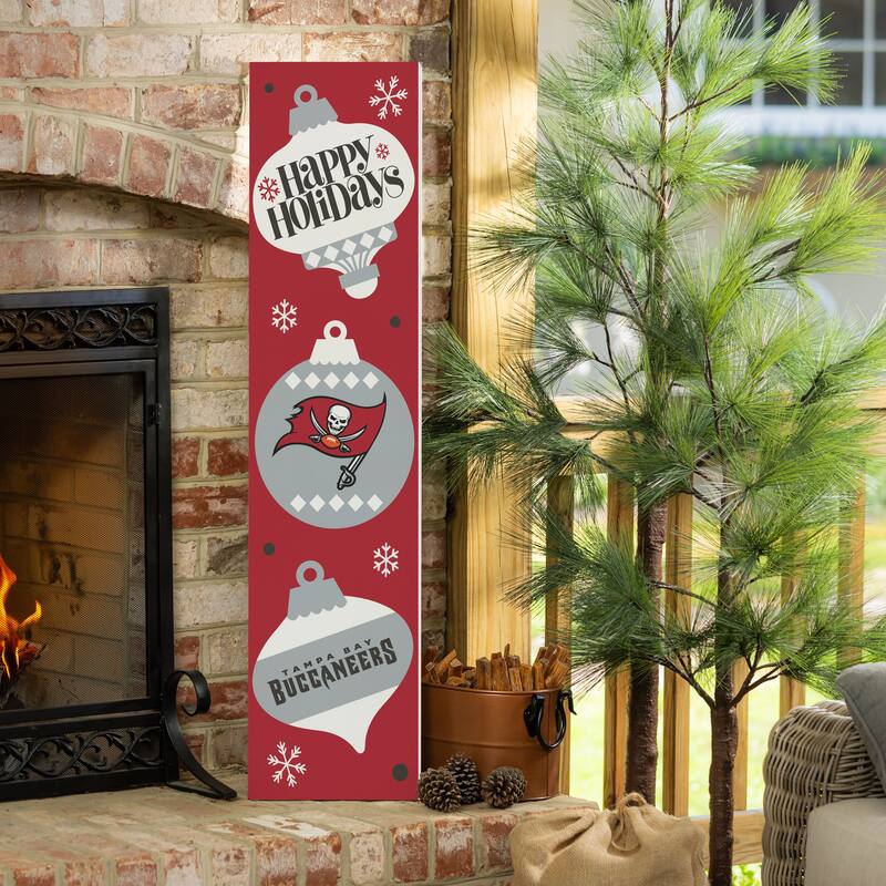 47" Double Sided Seasonal Porch Leaner, Tampa Bay Buccaneers - 47" x 11.25" - Christmas
