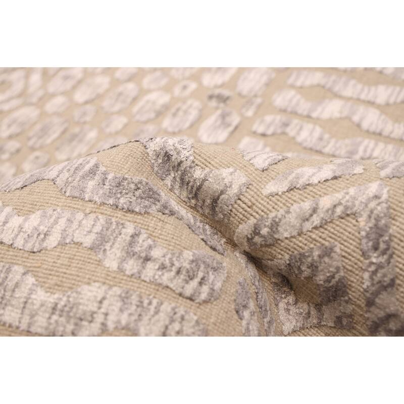 ECARPETGALLERY Hand Loomed Elysian Khaki Viscose, Wool Rug - 8'4 x 9'9