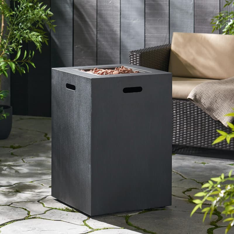 19.5" Outdoor Propane Fire Pit, 30,000 BTU, Tank Inside - Black
