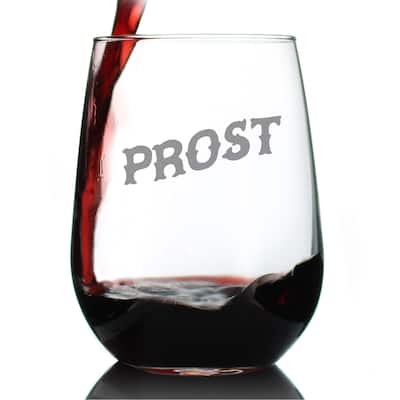Cheers German Prost - Stemless Wine Glass - Germany Gifts & Souvenirs - 17 Ounce