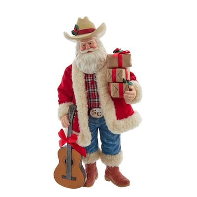 Kurt Adler 11-Inch Fabriche Western Santa with Guitar