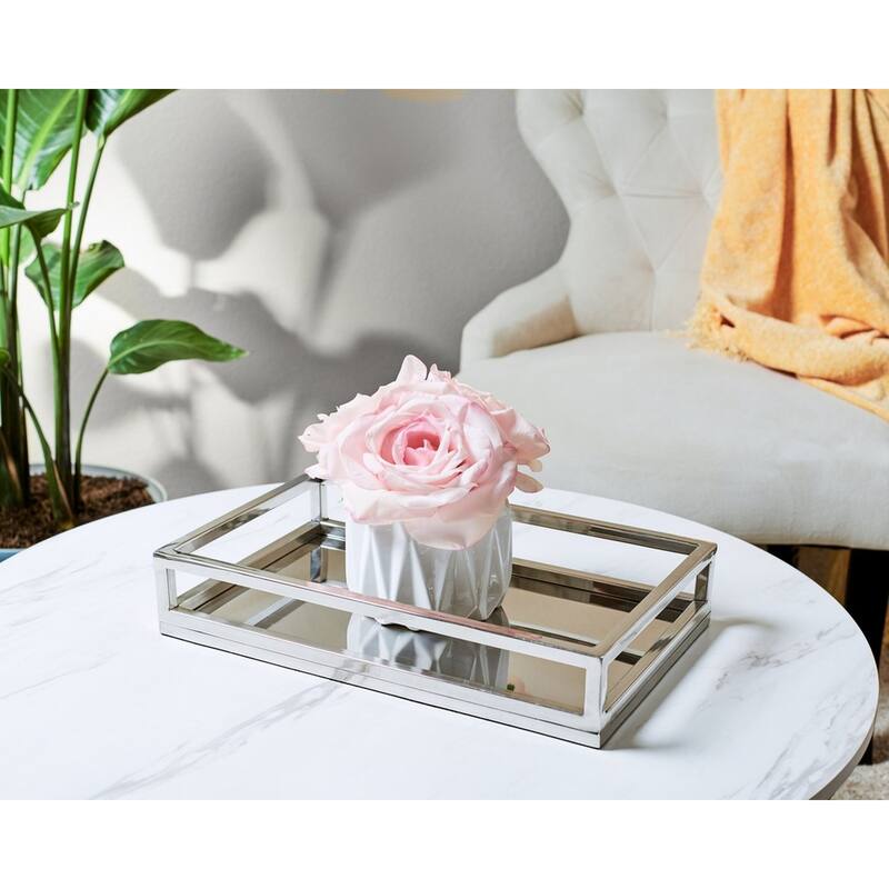Sol Living Stainless Steel Rectangular Tubular Serving Tray - Tubular, 15" x 2.7" x 8"