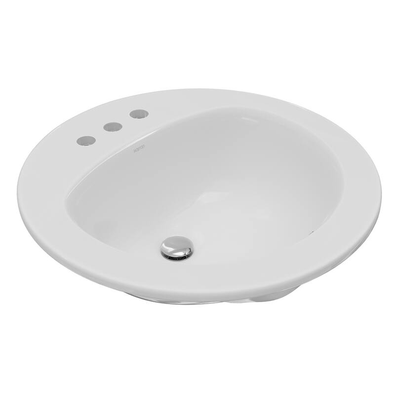 Karran Valera 20" Circular Top Mount Vitreous China Bathroom Sink in White