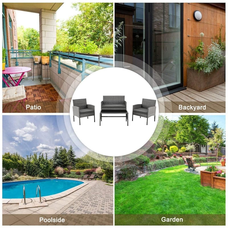 Outdoor Wicker Sectional Conversation Set (Set of 4) by Tappio - 40"W x 24.4"D x 30"H