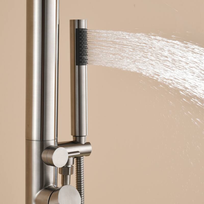 81"H Stainless Steel Freestanding Outdoor Shower with Handheld Shower