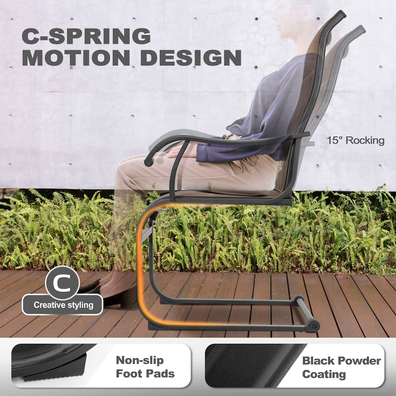 Nuu Garden Outdoor Dining Set of 4, Umbrella Hole, Textilene and Iron, Brown