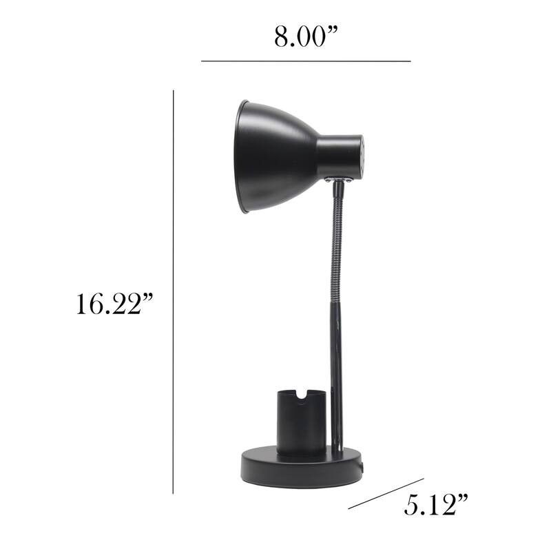 Gooseneck Desk Lamp with Adjustment Shade - 16.25" - Black