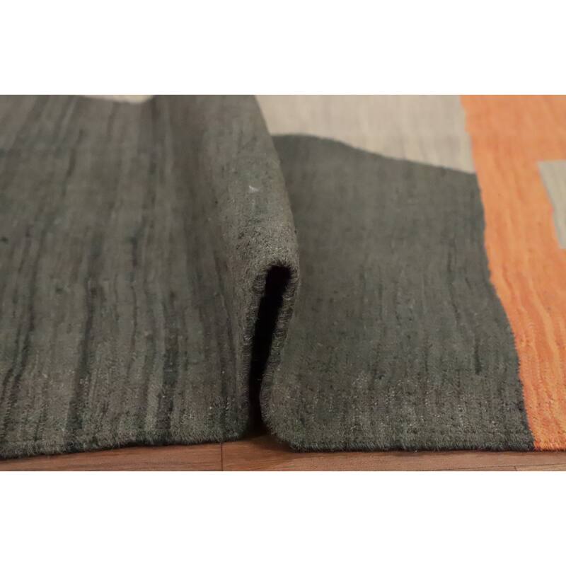 Hand Woven Oriental 100% Wool Carpet Southwestern Modern Greys & Charcoal Kilim Area Rug - 8' 10'' X 5' 7''