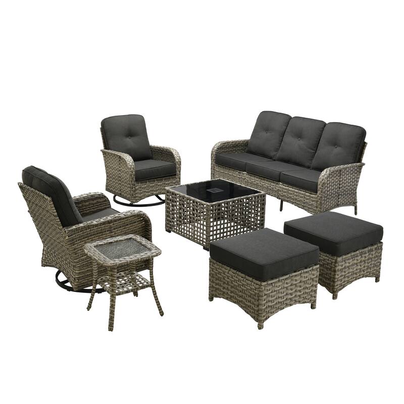 OVIOS 7-piece Patio Wicker Conversation Furniture Set