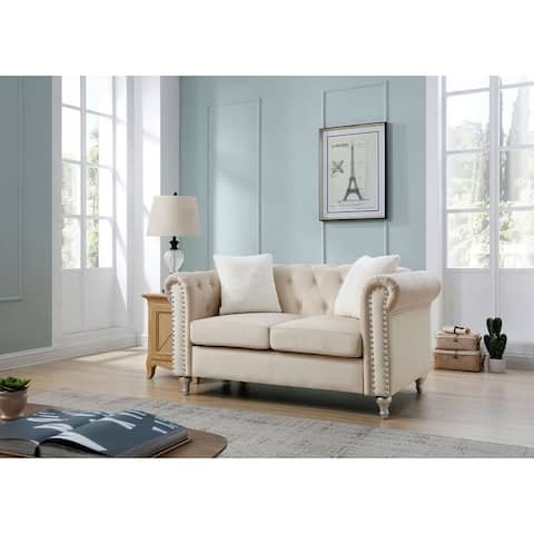 Raisa Microsuede Velvet Tufted Loveseat