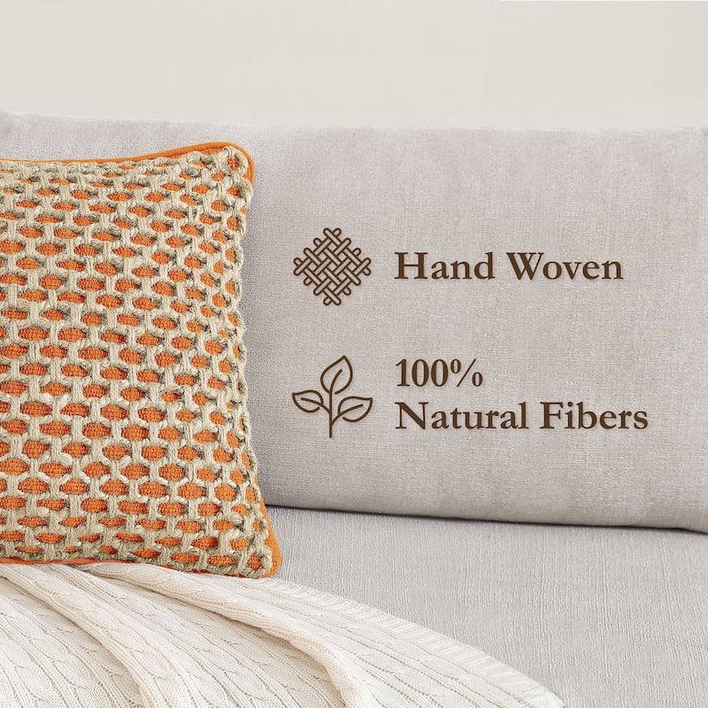 Boho Living Jada Braided Cotton/Jute Throw Pillow Covers