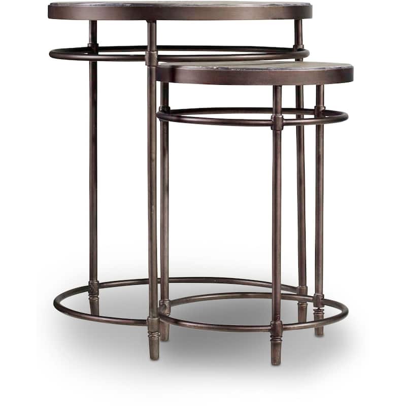 Hooker Furniture 19 Inch Diameter Acacia Wood Nesting Tables from the - Vintage Metallic