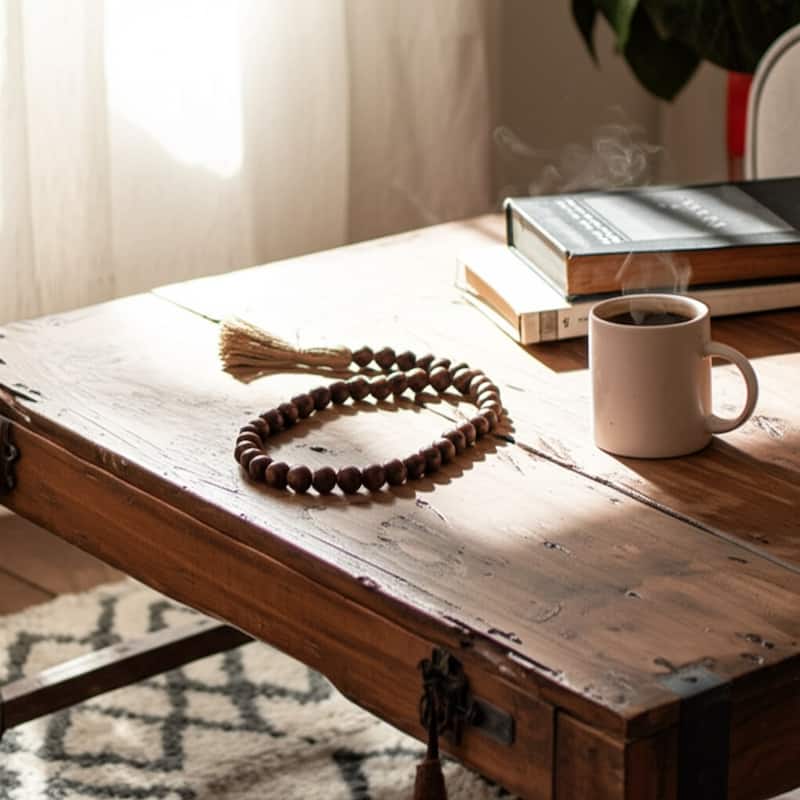 Mango Wood Double Beaded Garland with Tassel