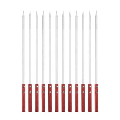12pcs Kebob Skewers 50cmx10mmx2mm Flat Sticks with Wood Handle