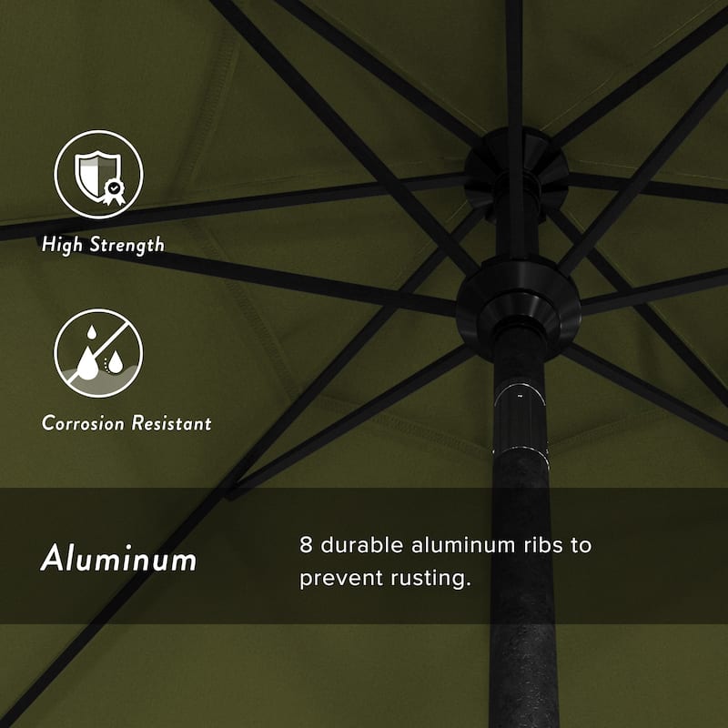 California Umbrella 9' Rd Golden State Series Patio Umbrella Black Aluminum Frame Crank Lift Collar Tilt Pacifica Pacific Blue