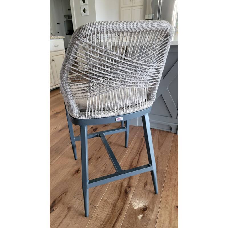 PURPLE LEAF 2 Set of Modern Bar Stool with Backrest and Arm,Upholstered Chair and Aluminum Legs