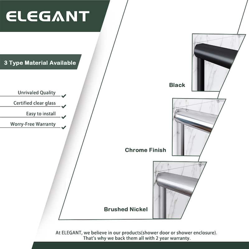 Elegant 60" W x 57.4" H Double Sliding Shower Door in Brushed Nickel Finish for Bathtub