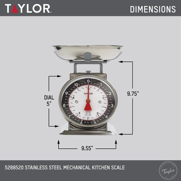 Taylor Mechanical Kitchen Weighing Food Scale Weighs up to 11lbs, Stainless Steel