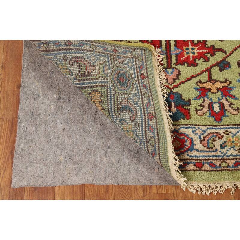 Hand Knotted Oriental 100% Wool Carpet Transitional Floral Green Oushak Area Rug - 4' 11'' X 3' 1''