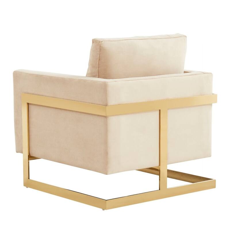 Lincoln Modern Velvet Upholstered Accent Designer Lounge Chair with Gold Frame for Living Room, Bedroom and Home Office - 34"