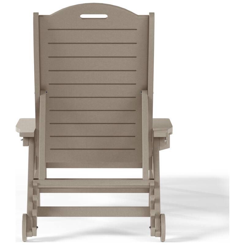 Brighton Outdoor Poly Reclining Chaise Lounge with Wheels & Cup Holder