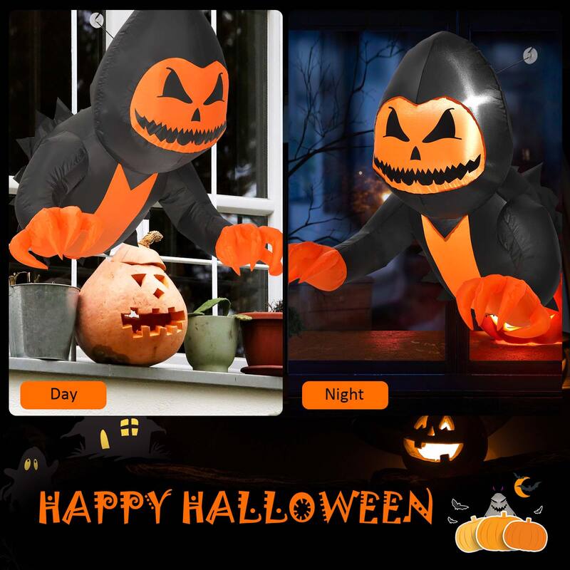 Costway 3.3 FT Halloween Inflatable Pumpkin Head Ghost Broke Out from - See Details