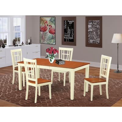 Vintage Dining Room Set - 7 Piece Table & Chair Set - Rectangular Table with Leaf - Buttermilk & Cherry Finish
