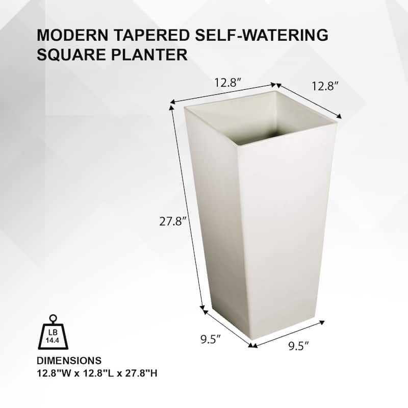 XBrand Modern Square Tapered Planter – 28" or 30" Tall, Indoor & Outdoor Use