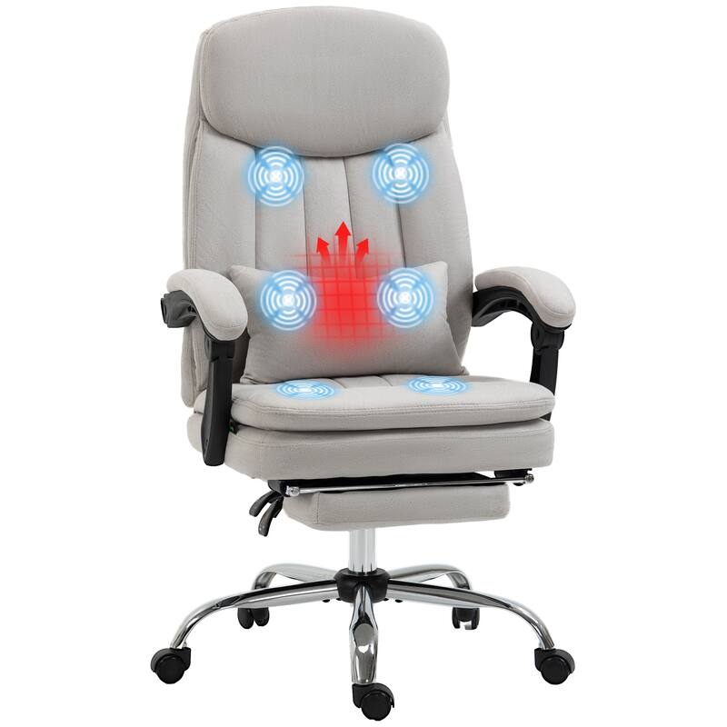 Modern Massage Office Chair Reclining Computer Chair with Heated Lumbar and Support Pillow, for Office - Grey