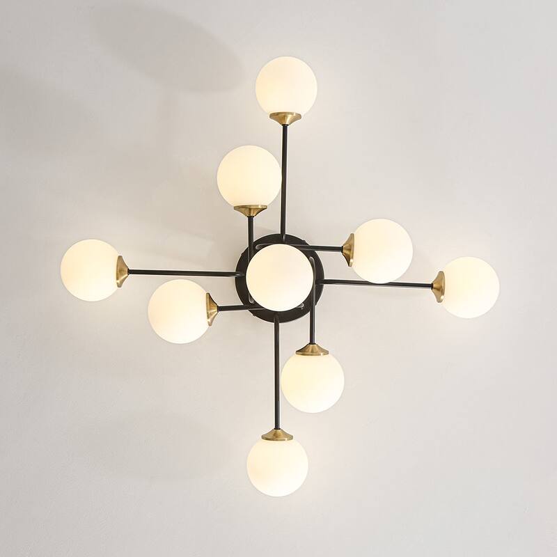 Linear Frosted Glass Globe Sputnik Semi Flush Ceiling Light