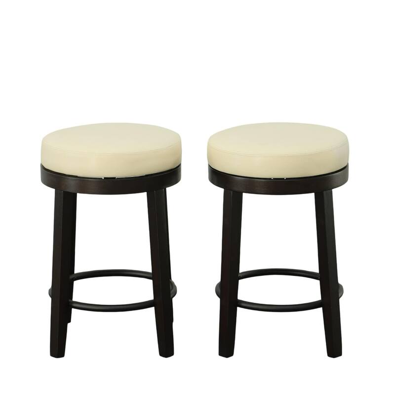 Swivel Seat Counter Stools - 24" - Cream and Espresso Brown - Set of 2