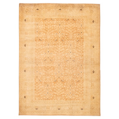 ECARPETGALLERY Hand-knotted Peshawar Oushak Brown Wool Rug - 9'10 x 13'5