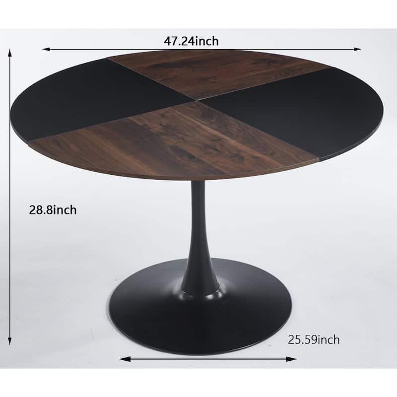 Modern Dining Table with Black and Brown Splicing Desktop,Office Table Coffee Table for Dining Room