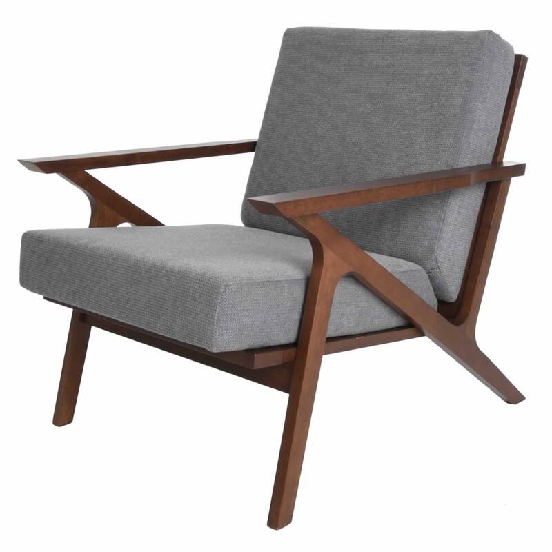 Zenvida Mid Century Modern Armchair Solid Hardwood Upholstered Accent Chair - Charcoal Grey