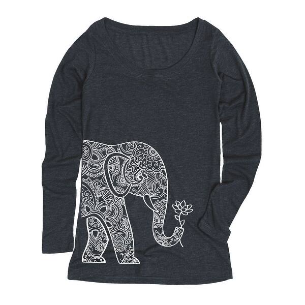 Shop Left Side Elephant Holding Lotus Adult Women S Long Sleeve