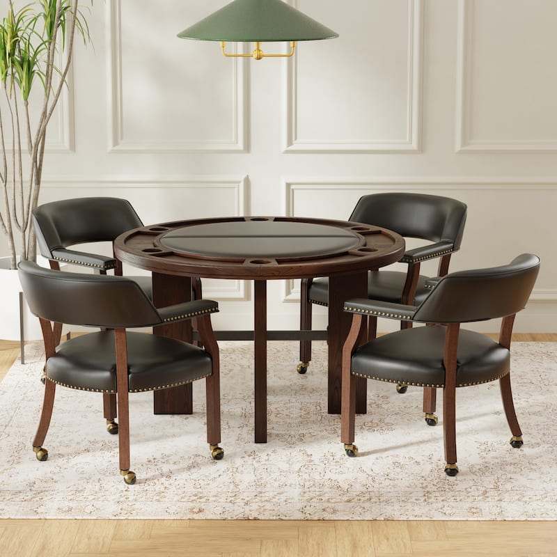 Holliday 48-inch Dining and Poker Game Table in Walnut Finish
