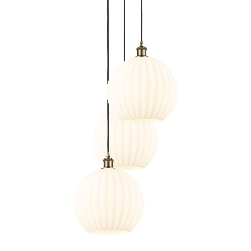 Innovations Lighting 113B-3P-39-19 White Venetian Pendant White - Antique Brass