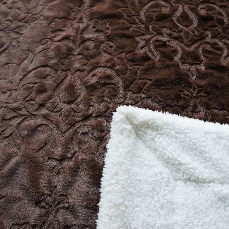 Embroidery Batik FauxFur Sherpa Throw Blanket