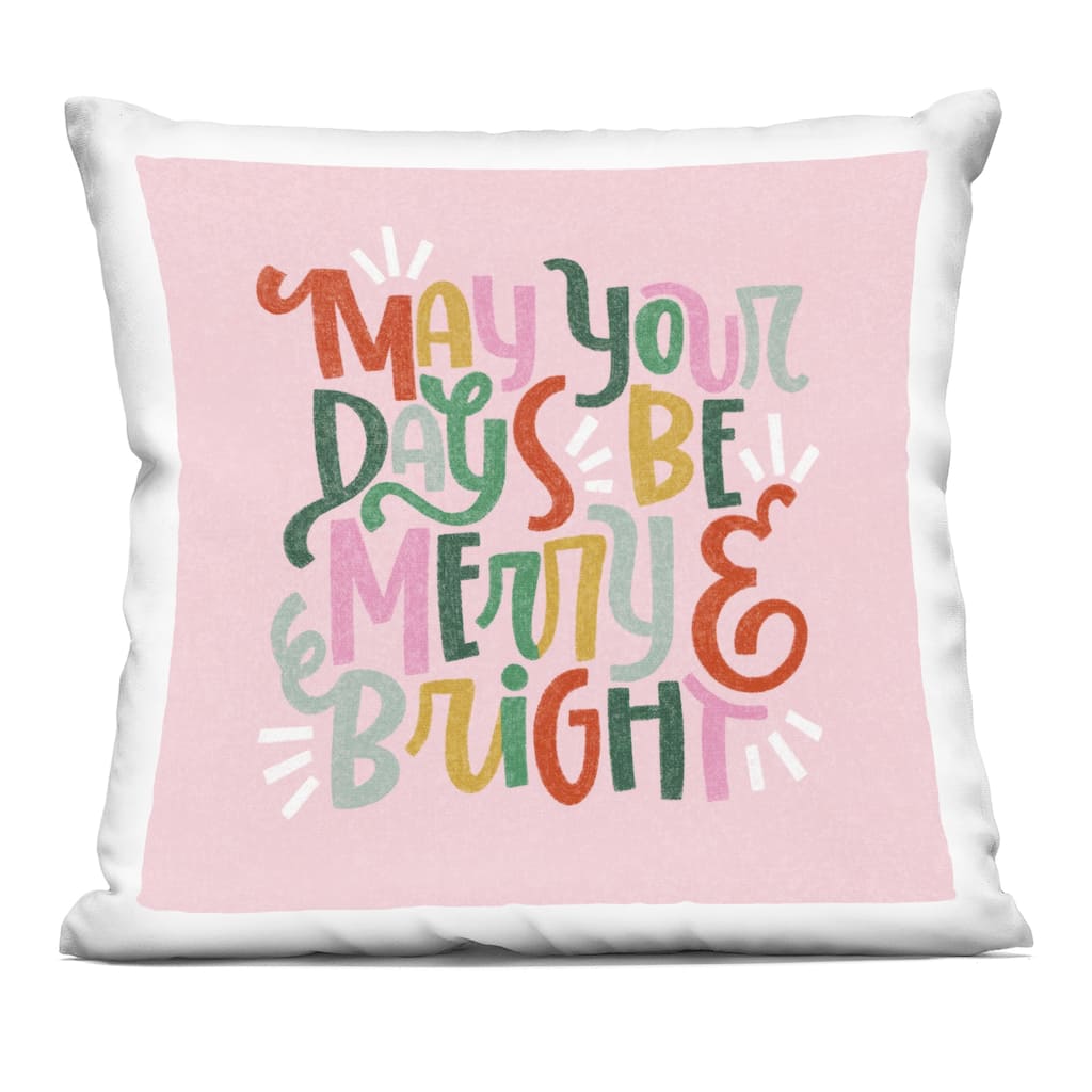 Stupell Pastel Merry & Bright Phrase Decorative Printed Throw Pillow Design by Sarah Hickman