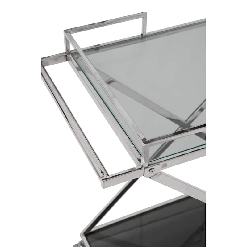 Inkaterra Glass and Metal Bar Cart - N/A