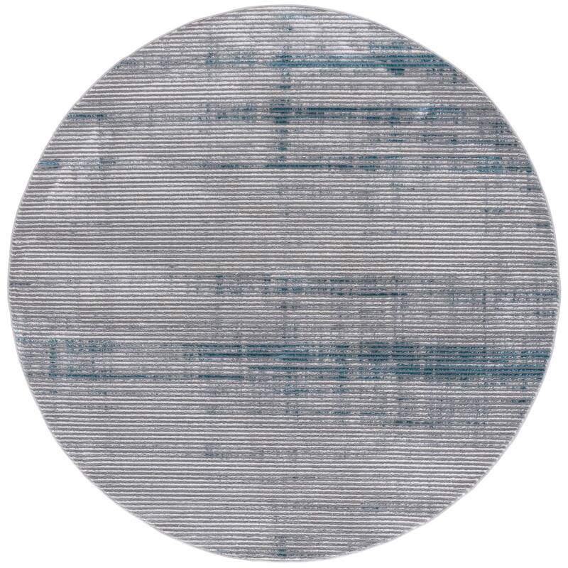 Martha Stewart Isabella Irfana Contemporary Rug - 6'7" Round - Grey/Blue