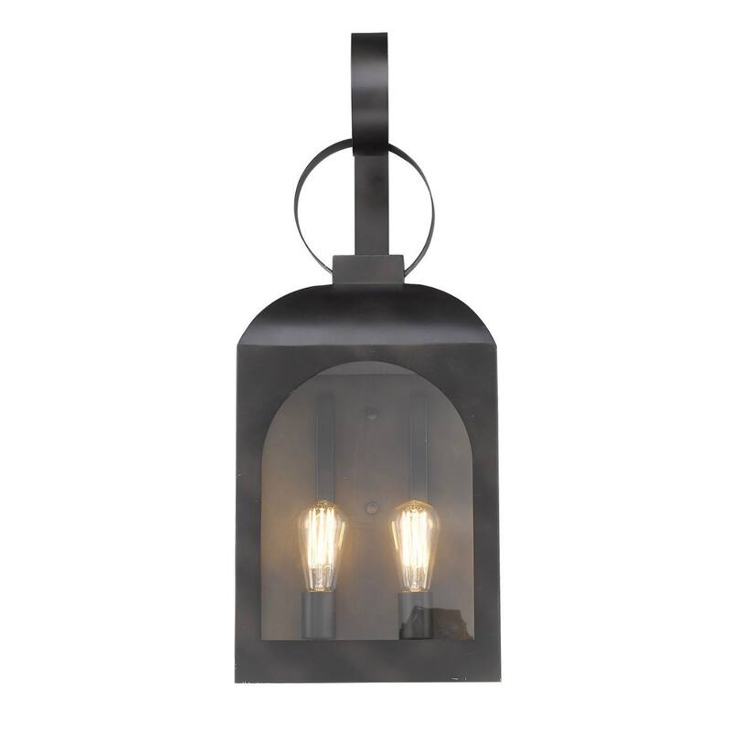 2-Light Oil-Rubbed Bronze Lantern Outdoor Flush Mount Wall Light with Clear Glass Shade and A19 Bulb Sockets