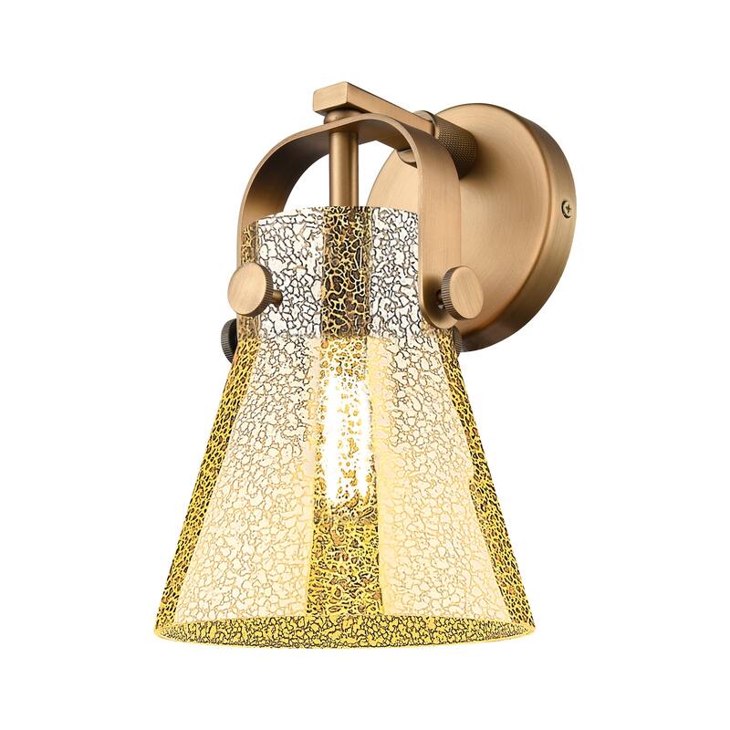 Innovations Lighting 423-1W-10-7 Pilaster II Cone Sconce Pilaster II - Brushed Brass / Mercury