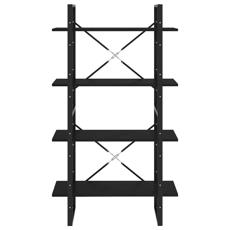 vidaXL 4-Tier Book Cabinet Black 31.5"x11.8"x55.1" Solid Pine Wood